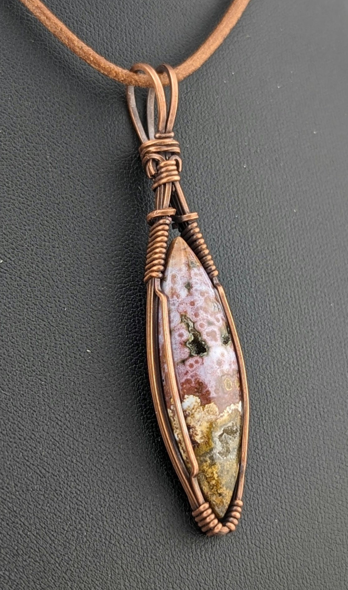 Ocean Jasper Pendant, set in antiqued copper.