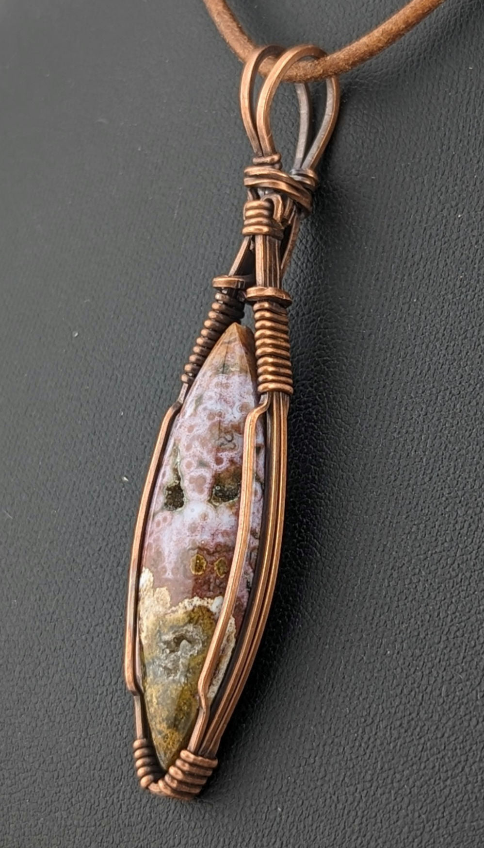 Ocean Jasper Pendant, set in antiqued copper.