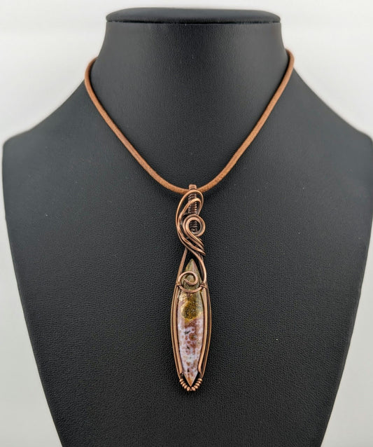 Ocean Jasper Pendant, set in antiqued copper.