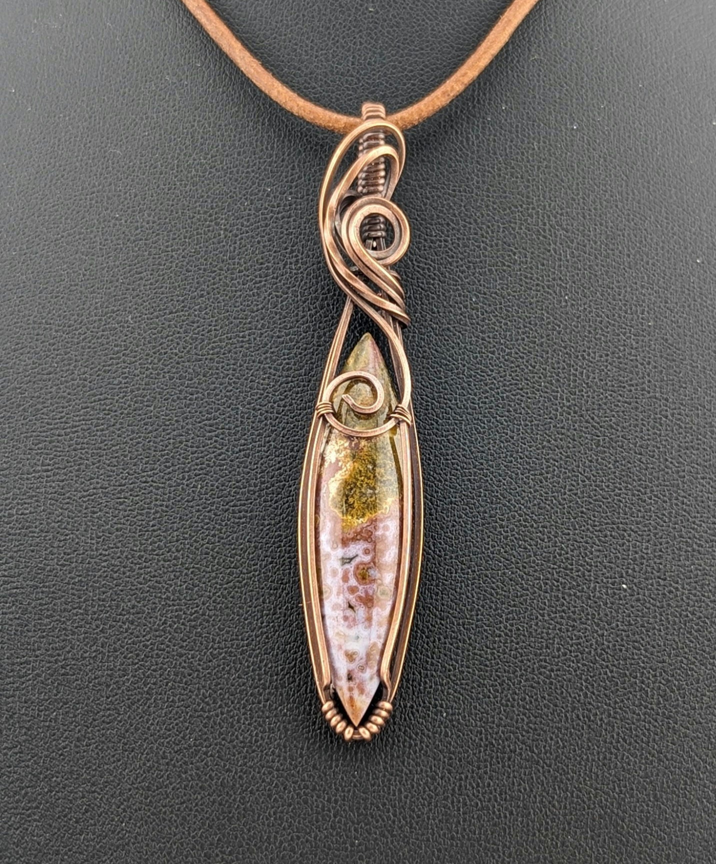 Ocean Jasper Pendant, set in antiqued copper.