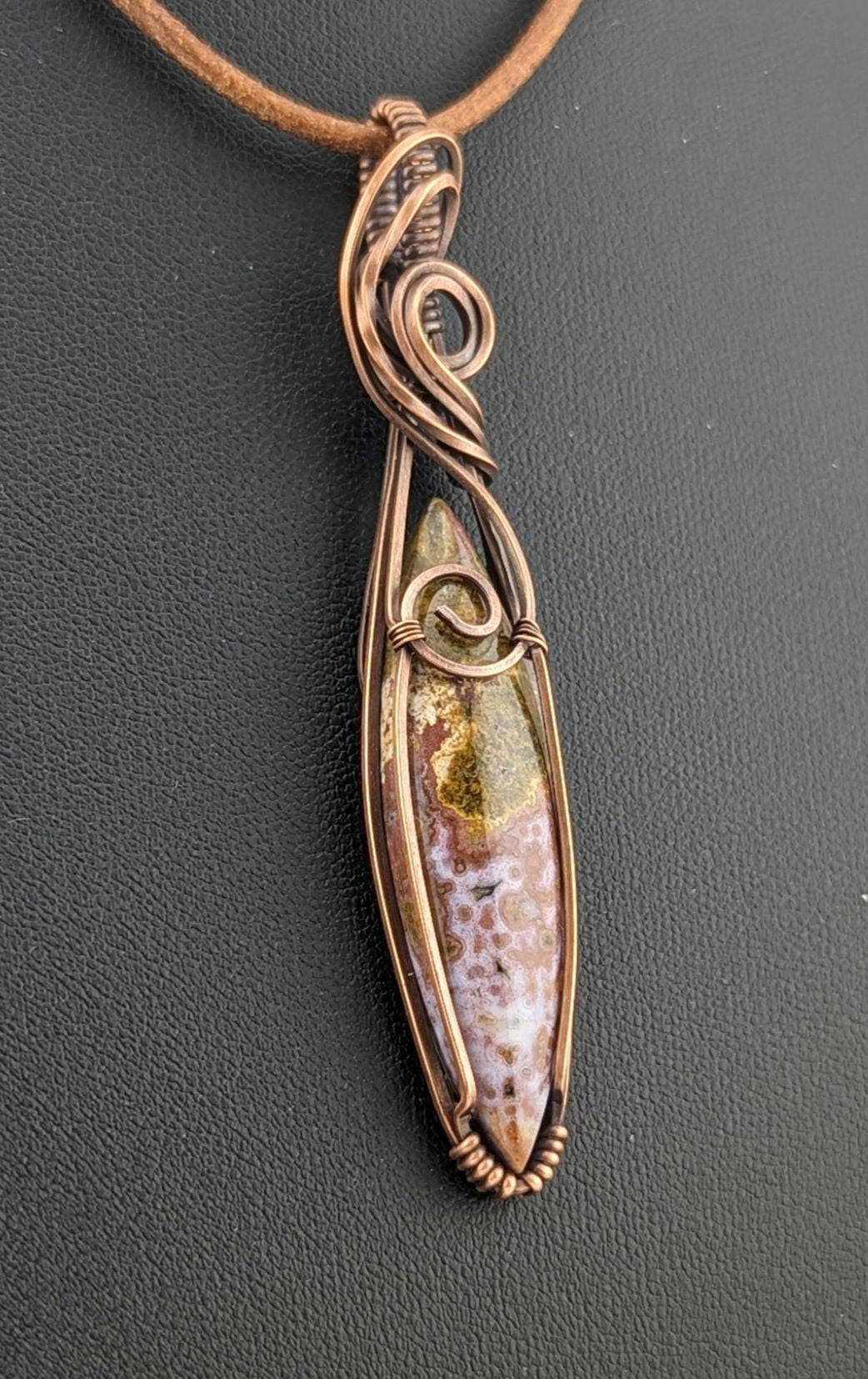 Ocean Jasper Pendant, set in antiqued copper.