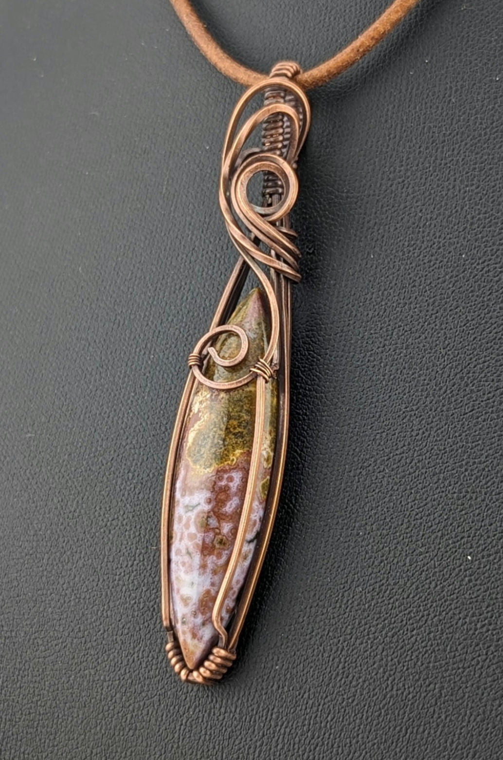 Ocean Jasper Pendant, set in antiqued copper.