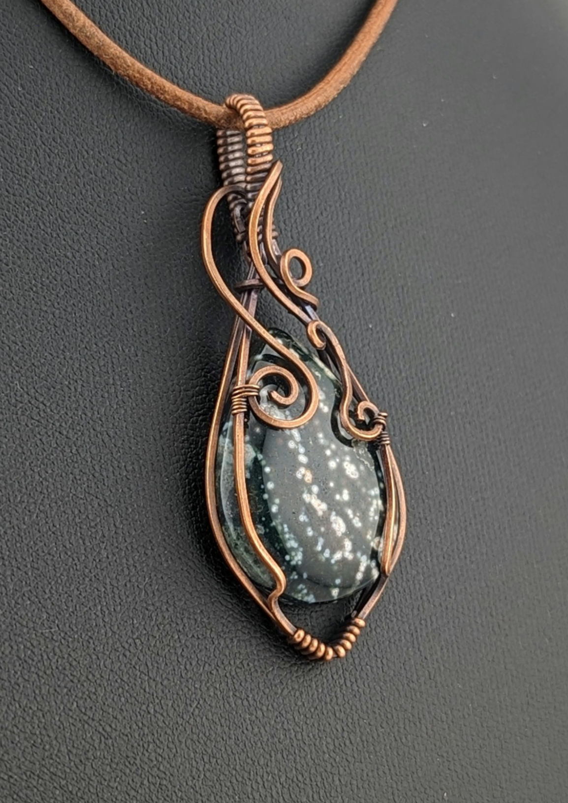 Ocean Jasper Pendant, set in antiqued copper.