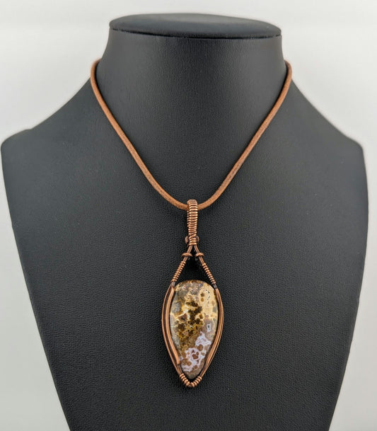 Ocean Jasper Pendant, set in antiqued copper.