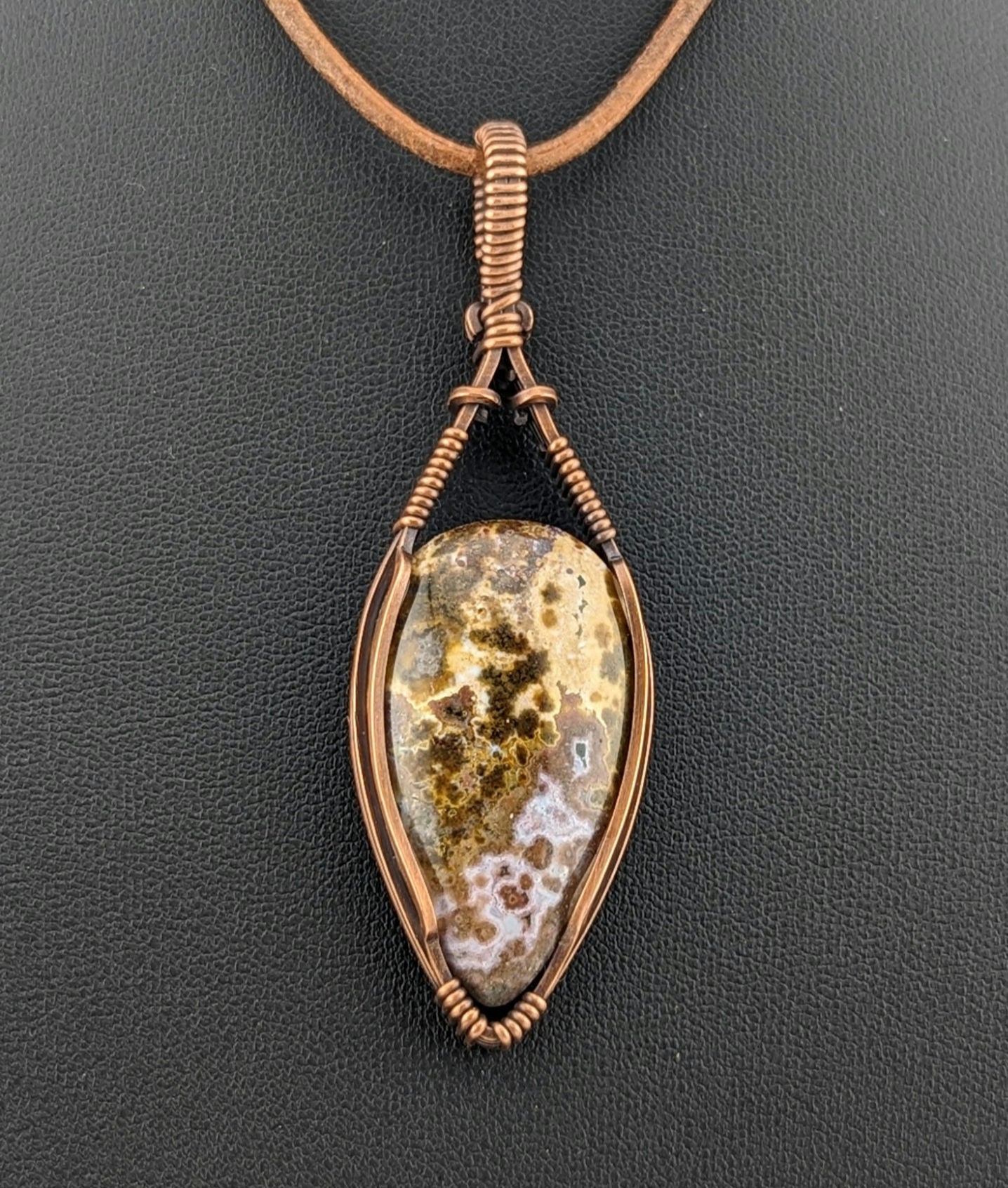 Ocean Jasper Pendant, set in antiqued copper.