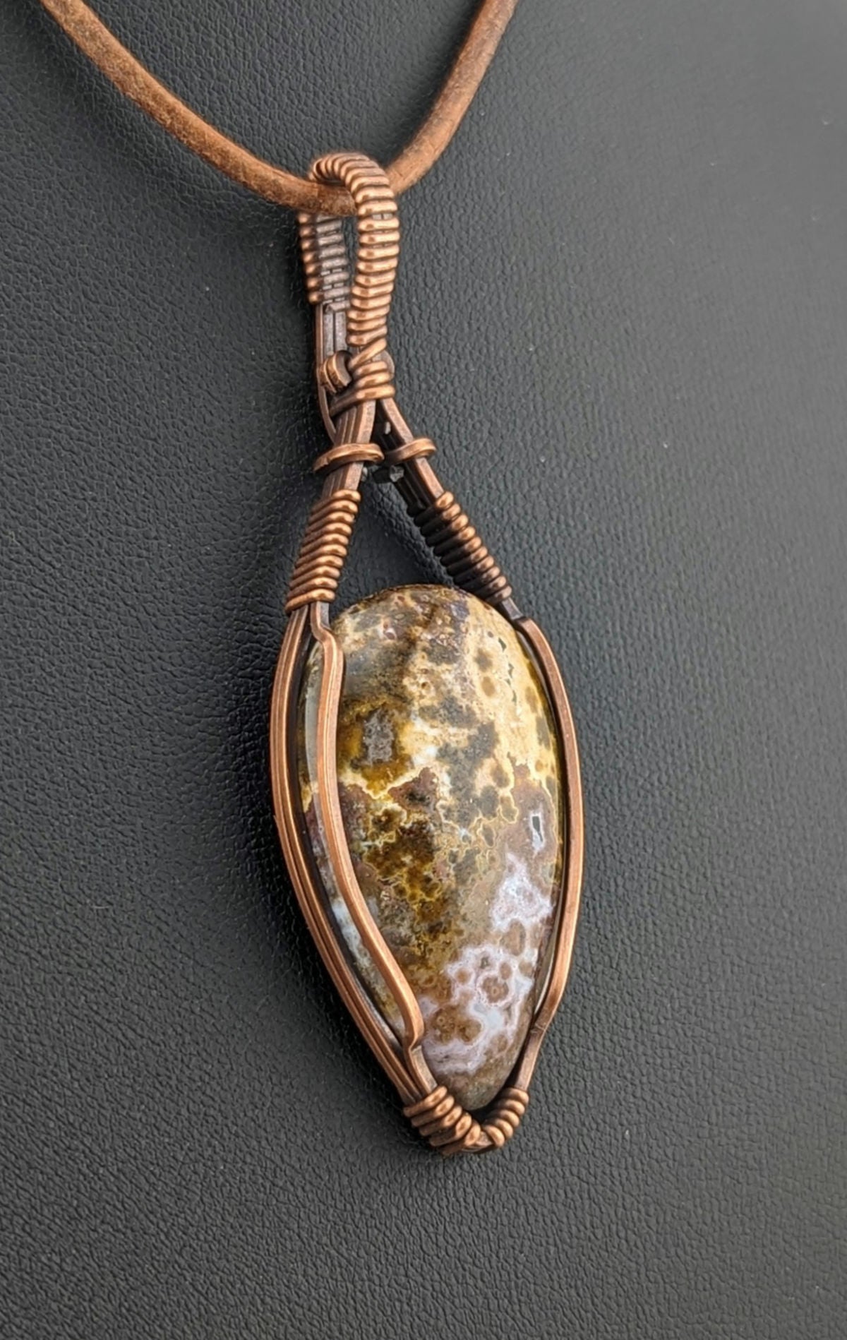 Ocean Jasper Pendant, set in antiqued copper.