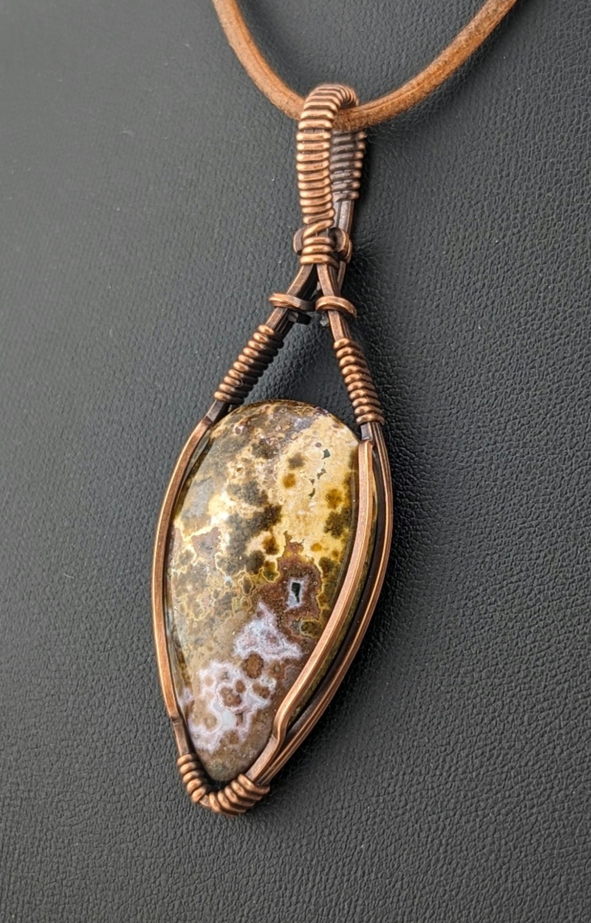 Ocean Jasper Pendant, set in antiqued copper.