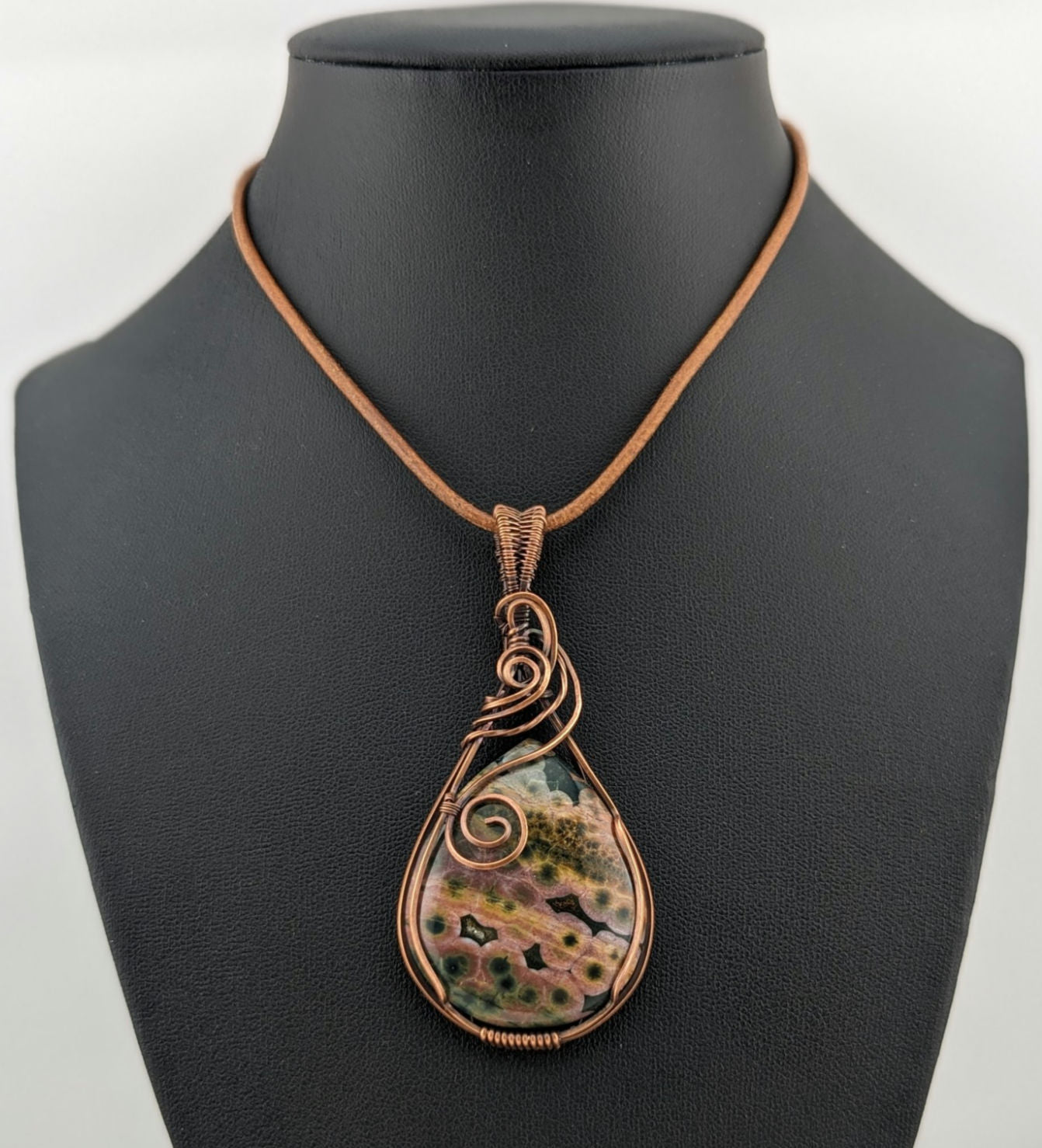 Ocean Jasper Pendant, set in antiqued copper.