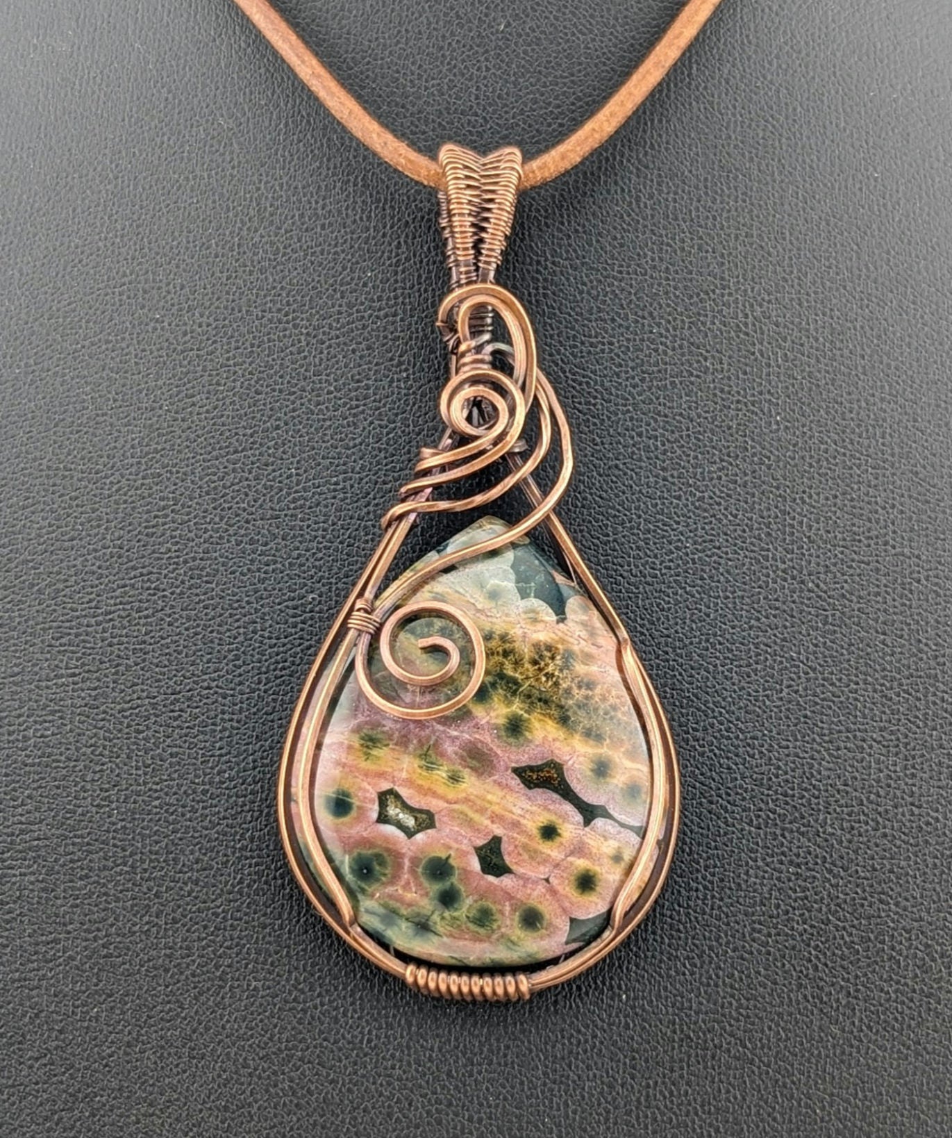 Ocean Jasper Pendant, set in antiqued copper.