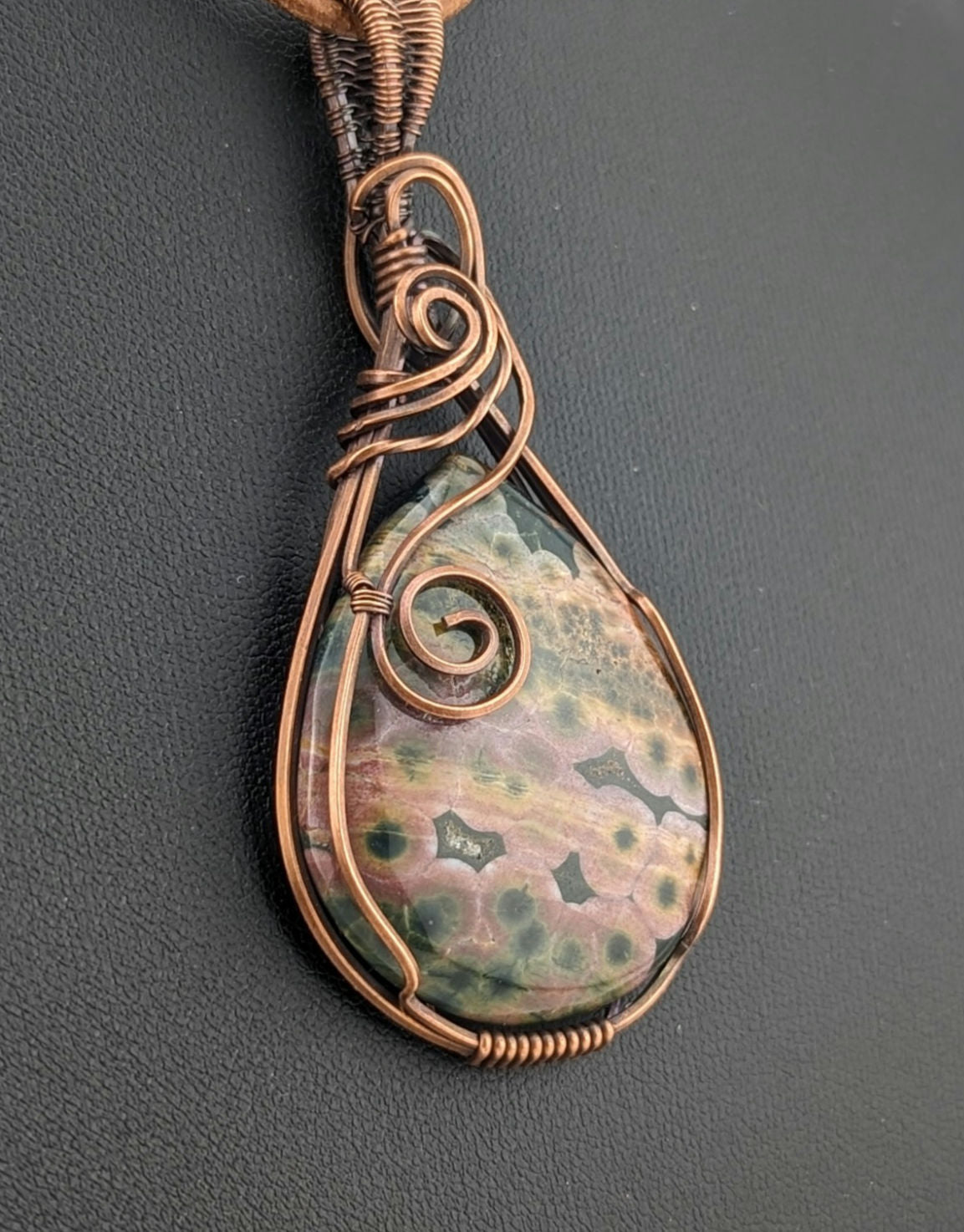 Ocean Jasper Pendant, set in antiqued copper.