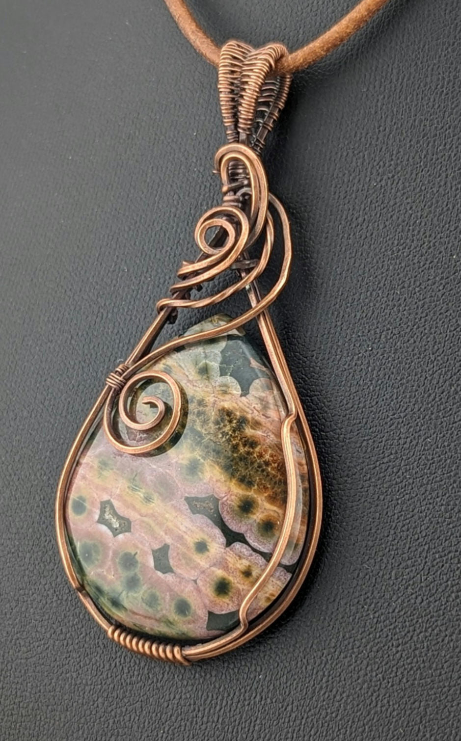 Ocean Jasper Pendant, set in antiqued copper.