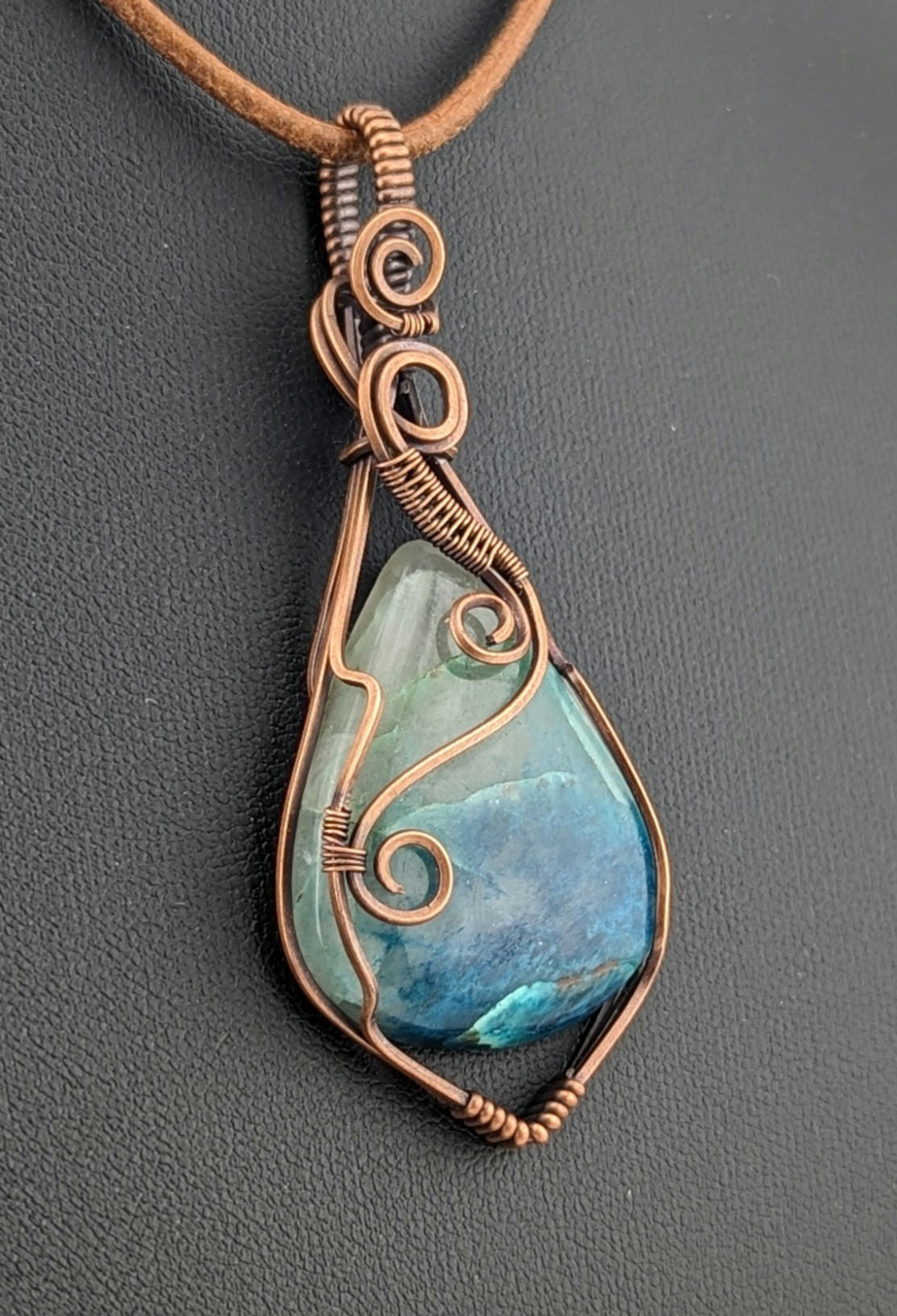 Quantum Quatro Pendant, set in antiqued copper.