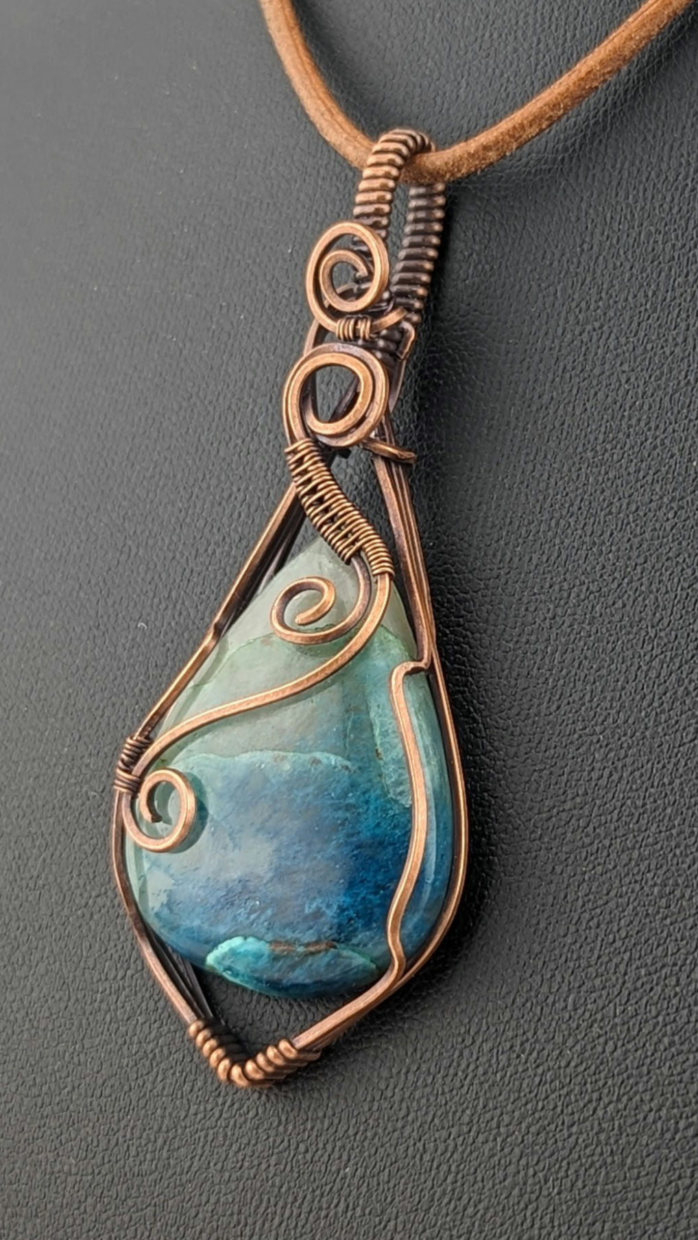 Quantum Quatro Pendant, set in antiqued copper.