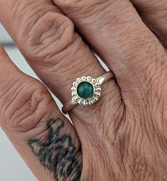 Emerald ring set in Sterling Silver