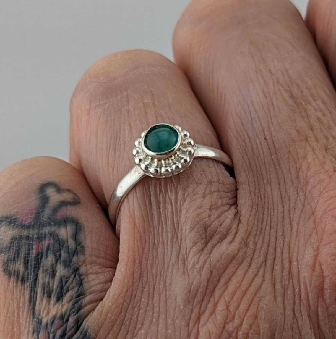 Emerald ring set in Sterling Silver