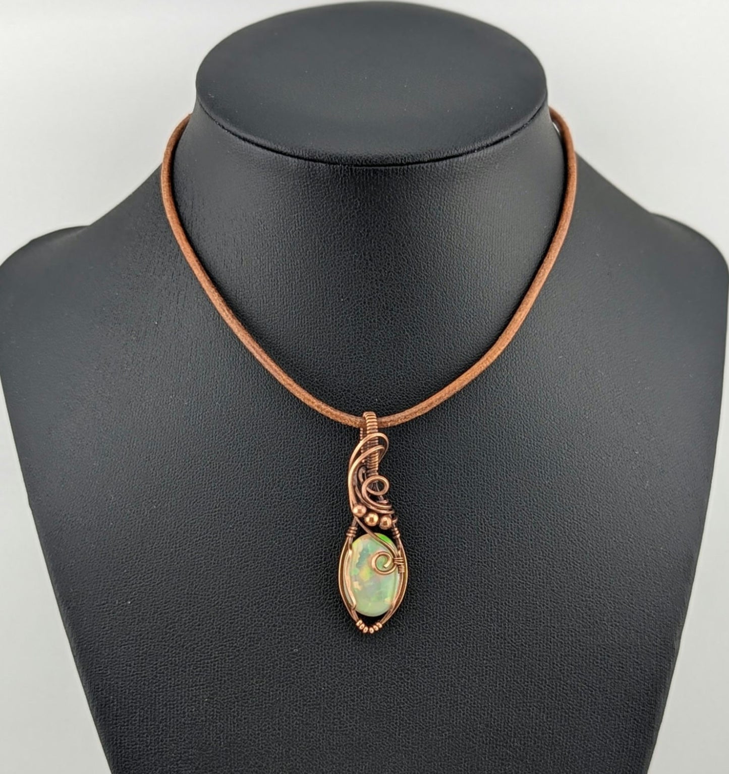 Ethiopian Opal Gemstone Pendant,set in antiqued copper.