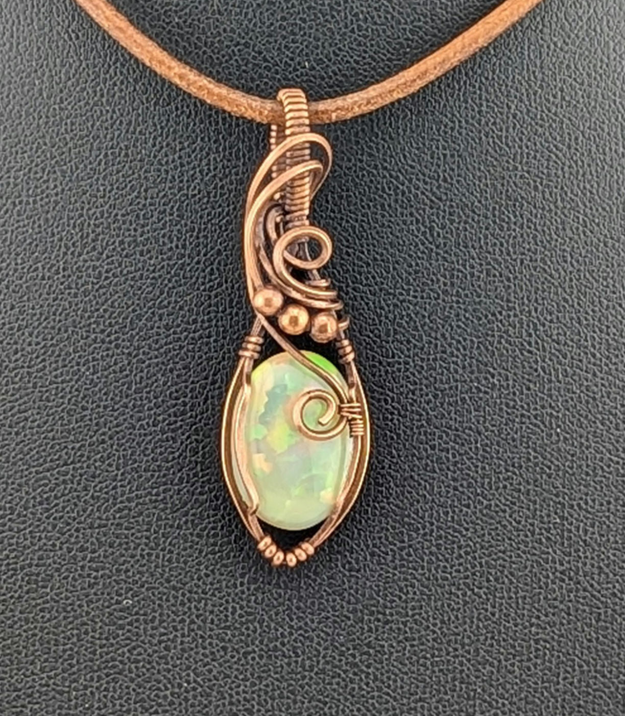 Ethiopian Opal Gemstone Pendant,set in antiqued copper.