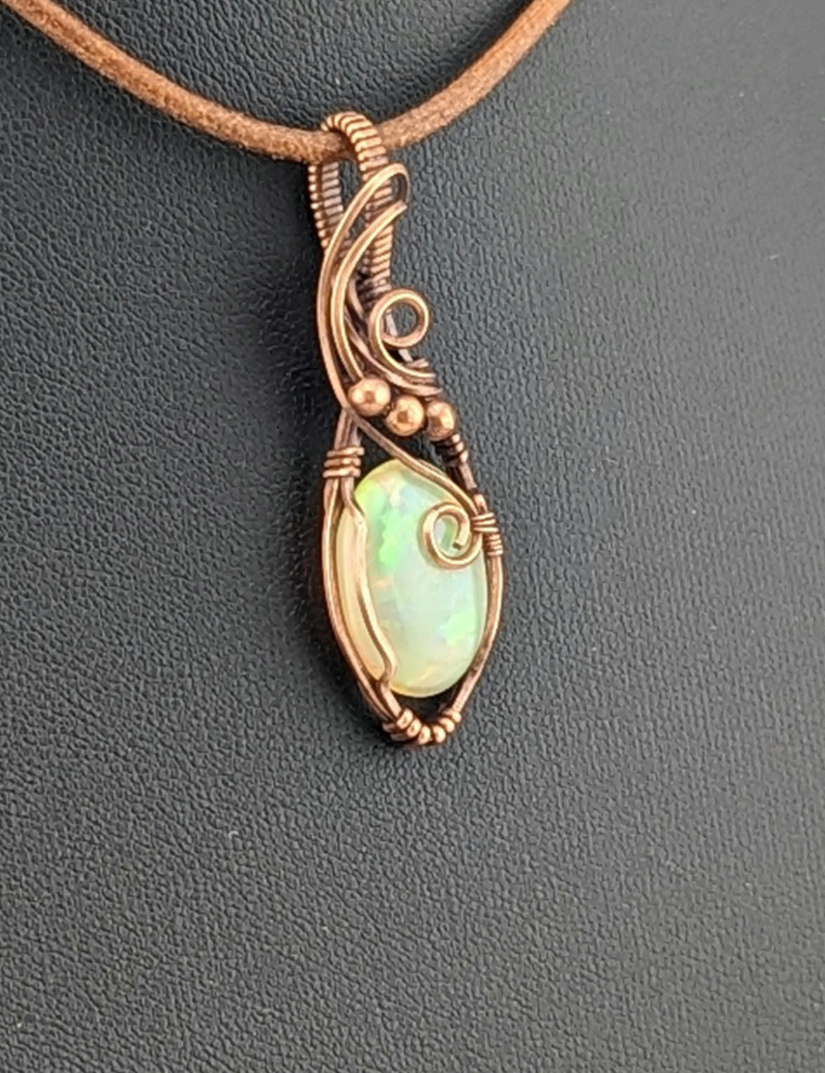 Ethiopian Opal Gemstone Pendant,set in antiqued copper.