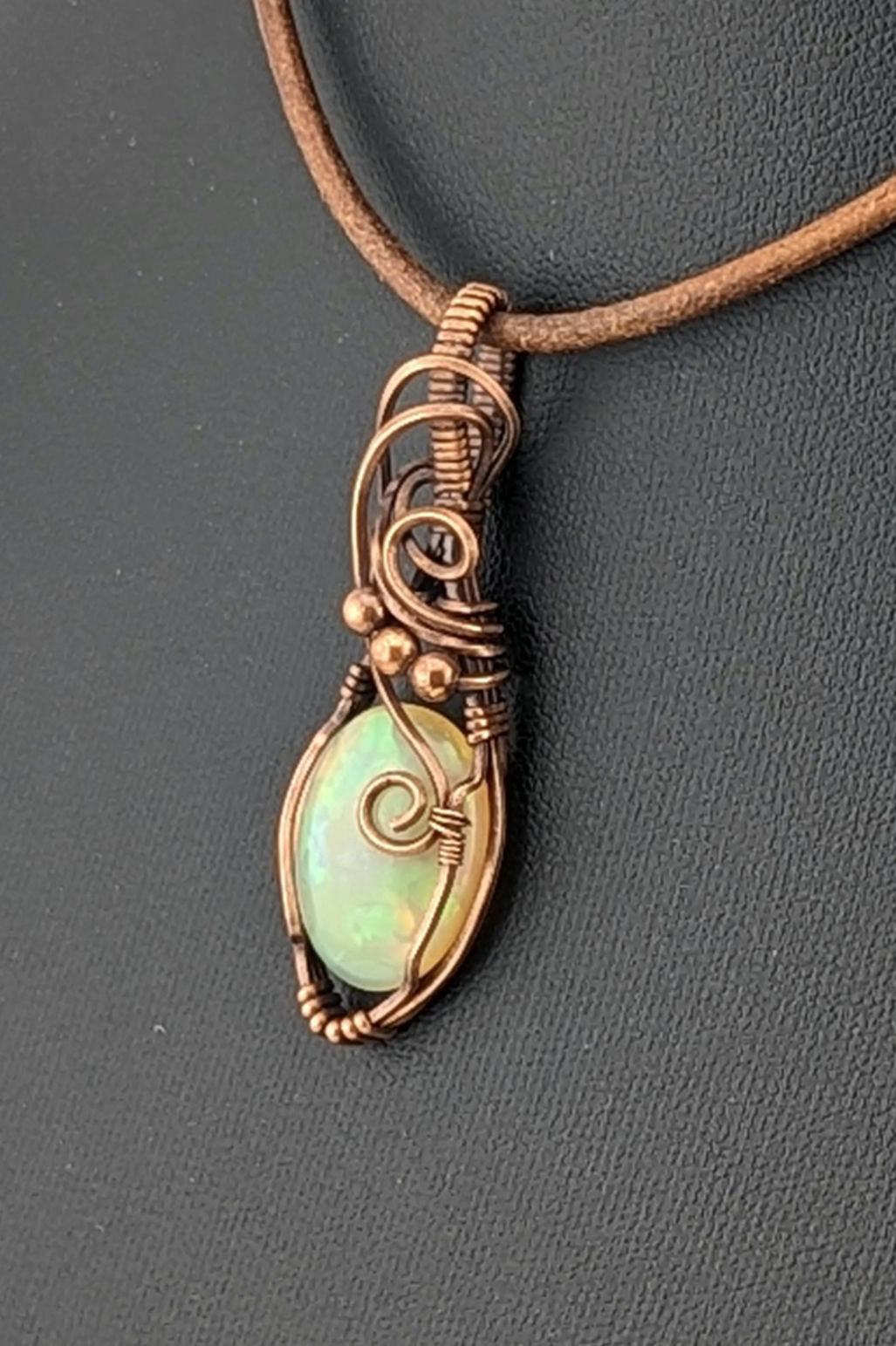 Ethiopian Opal Gemstone Pendant,set in antiqued copper.