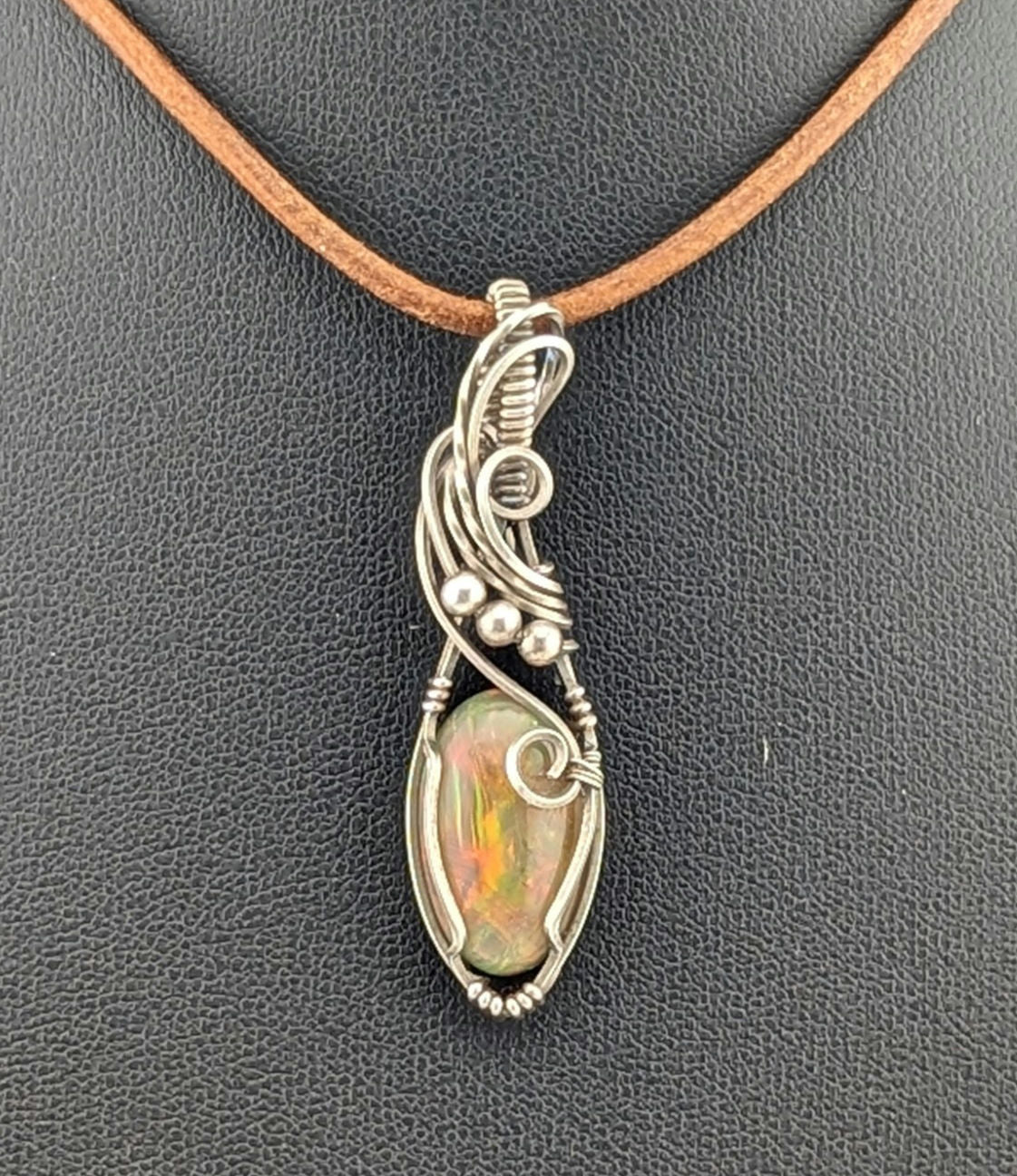 Ethiopian Opal Gemstone Pendant,set in Sterling Silver