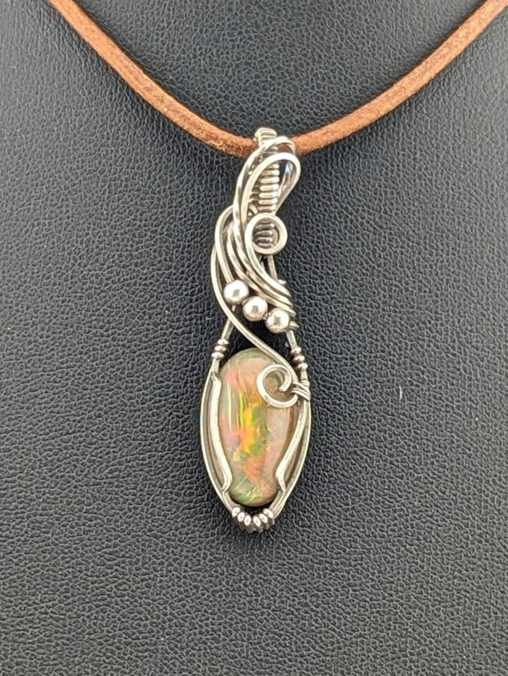 Ethiopian Opal Gemstone Pendant,set in Sterling Silver