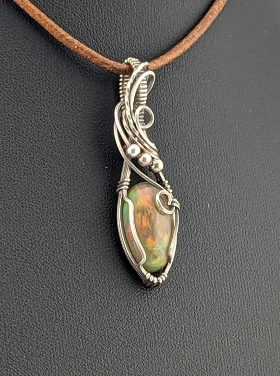 Ethiopian Opal Gemstone Pendant,set in Sterling Silver