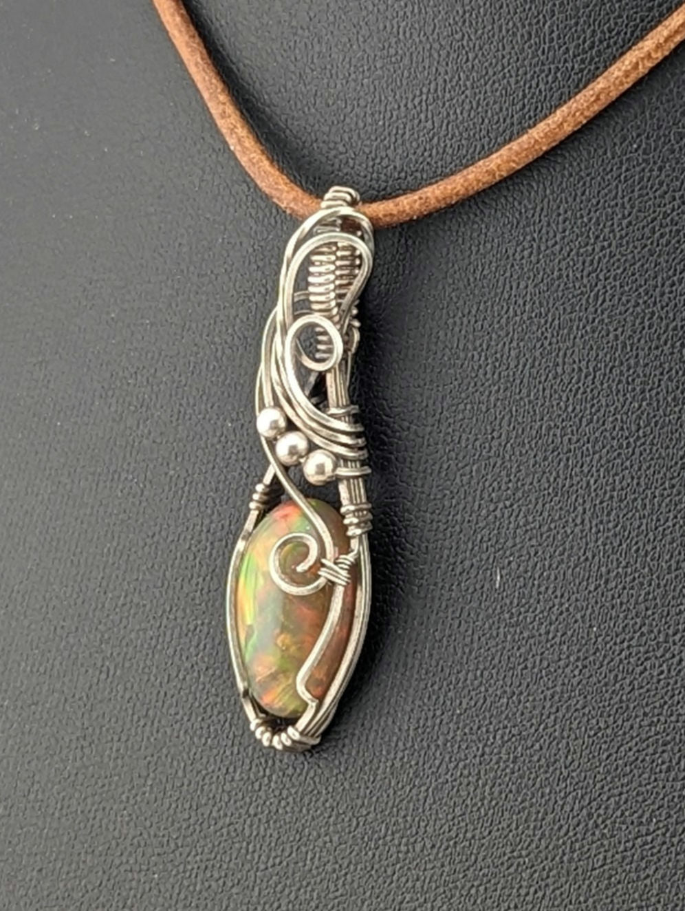 Ethiopian Opal Gemstone Pendant,set in Sterling Silver