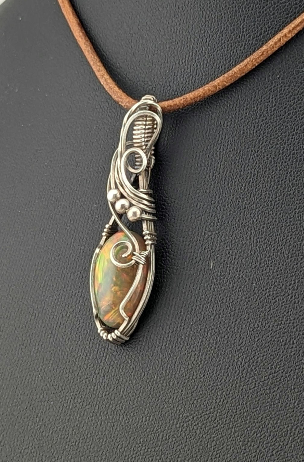 Ethiopian Opal Gemstone Pendant,set in Sterling Silver