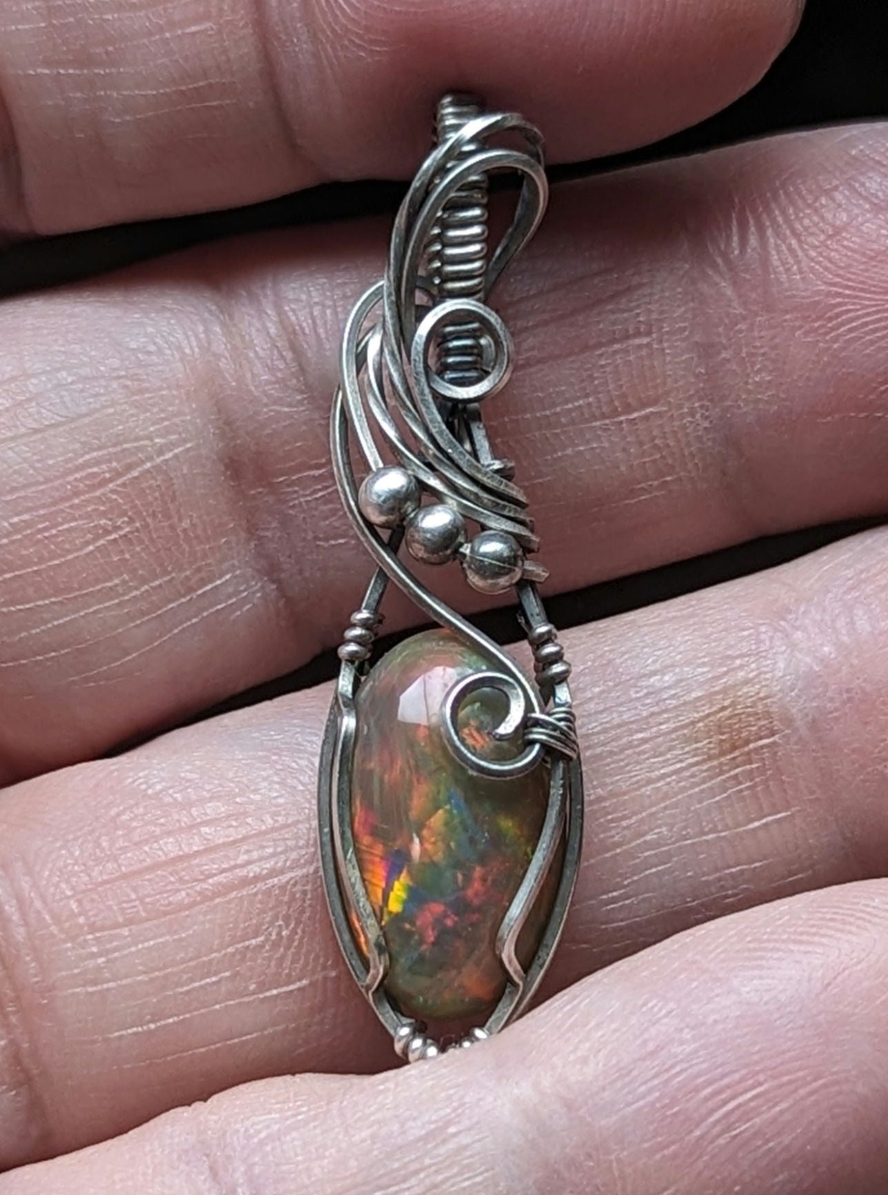 Ethiopian Opal Gemstone Pendant,set in Sterling Silver