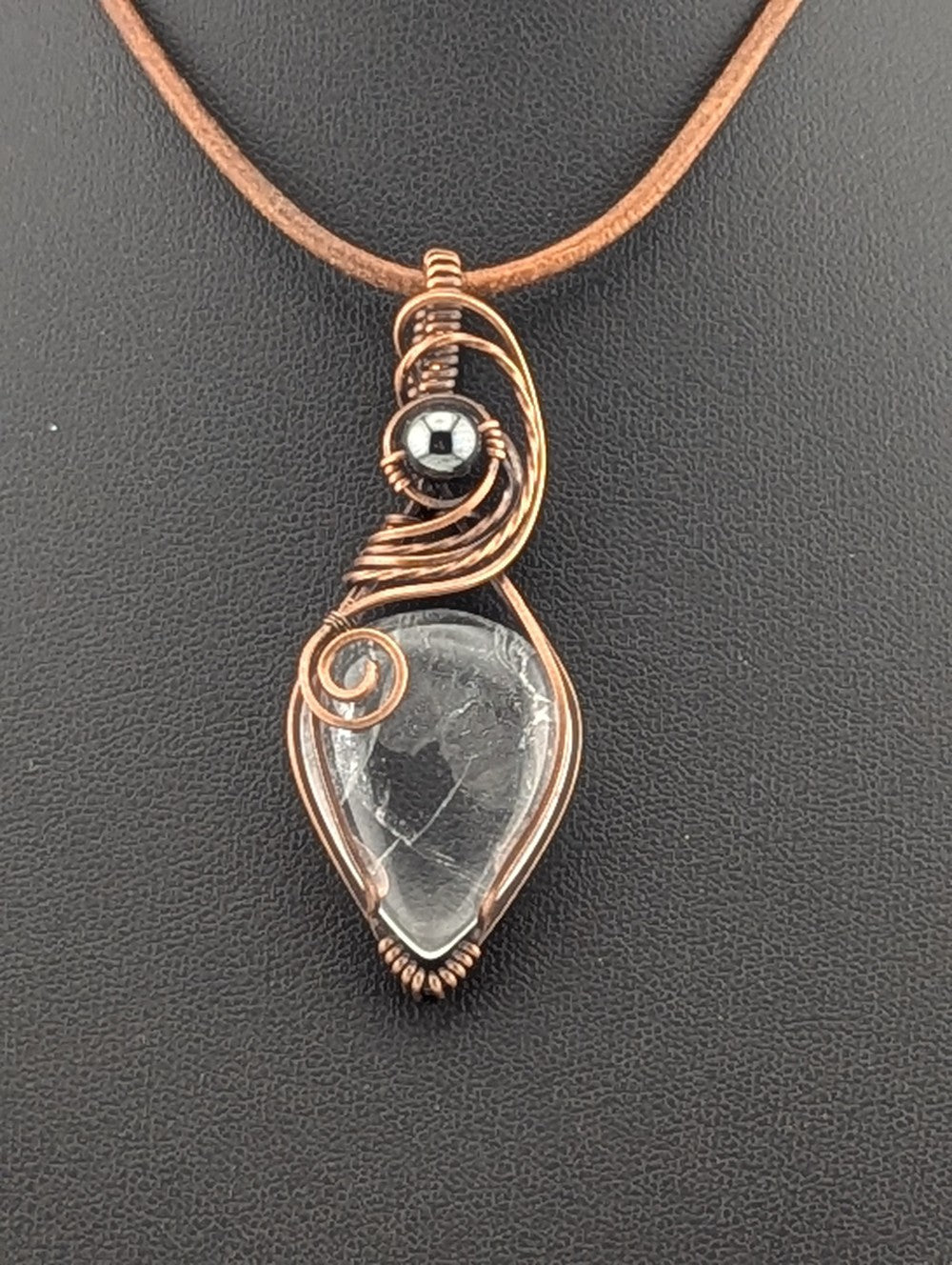 Quartz Pendant, set in antiqued Copper.