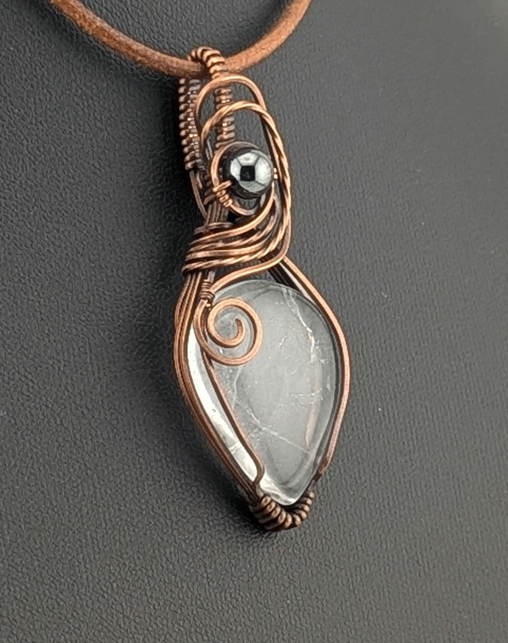 Quartz Pendant, set in antiqued Copper.