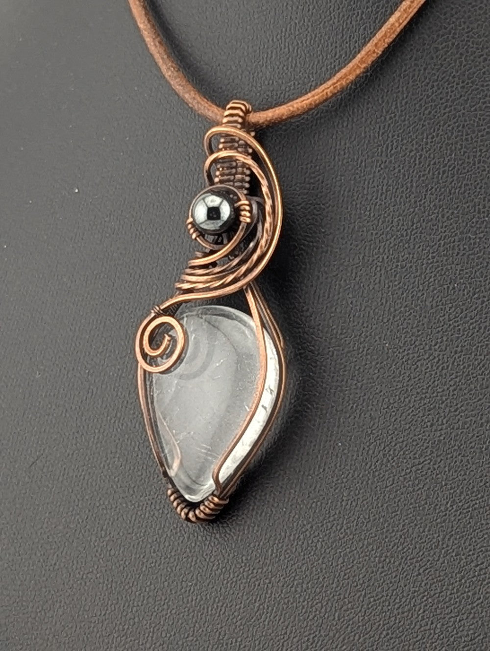 Quartz Pendant, set in antiqued Copper.