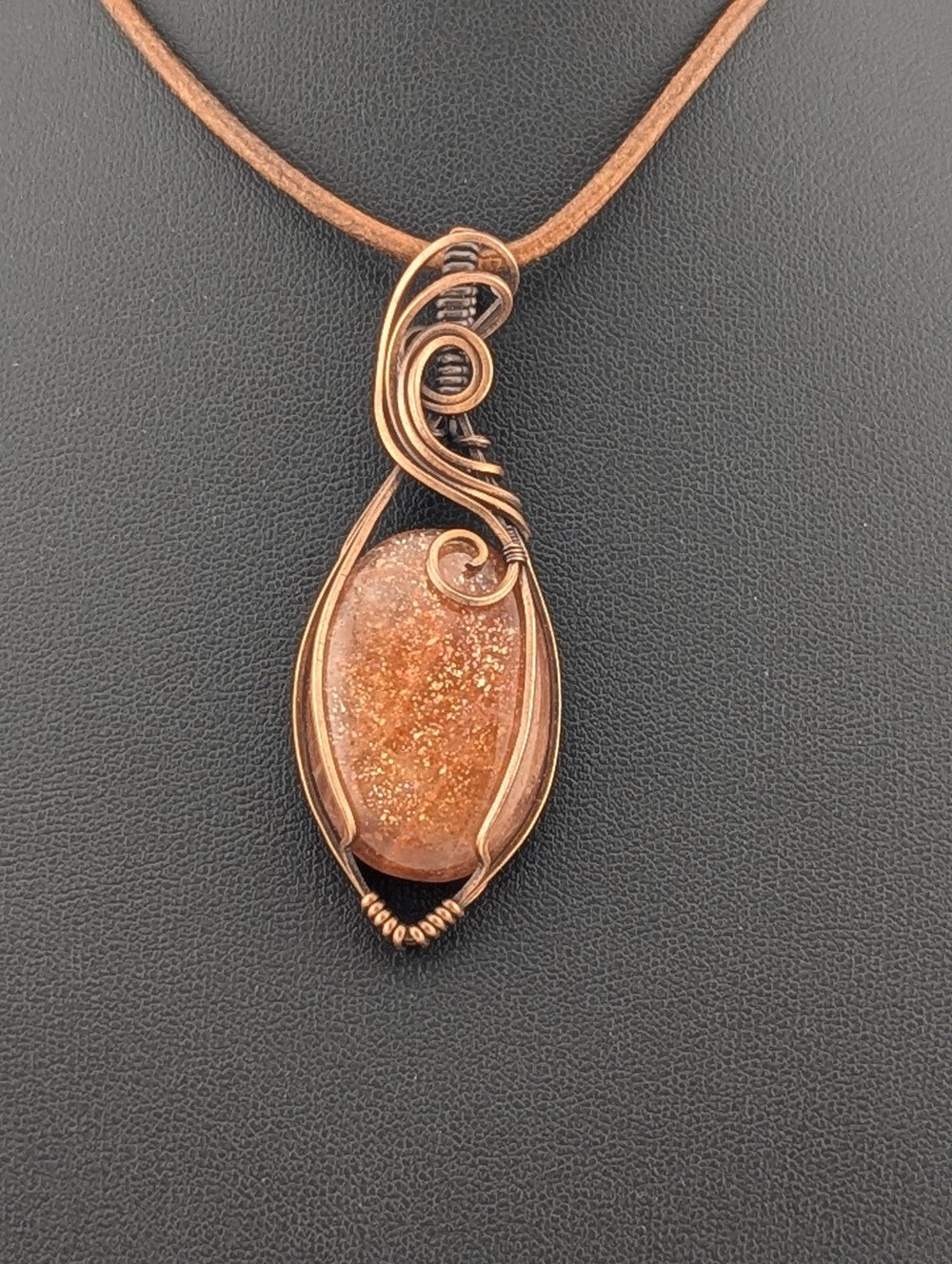 Sunstone Pendant, set in antiqued copper.