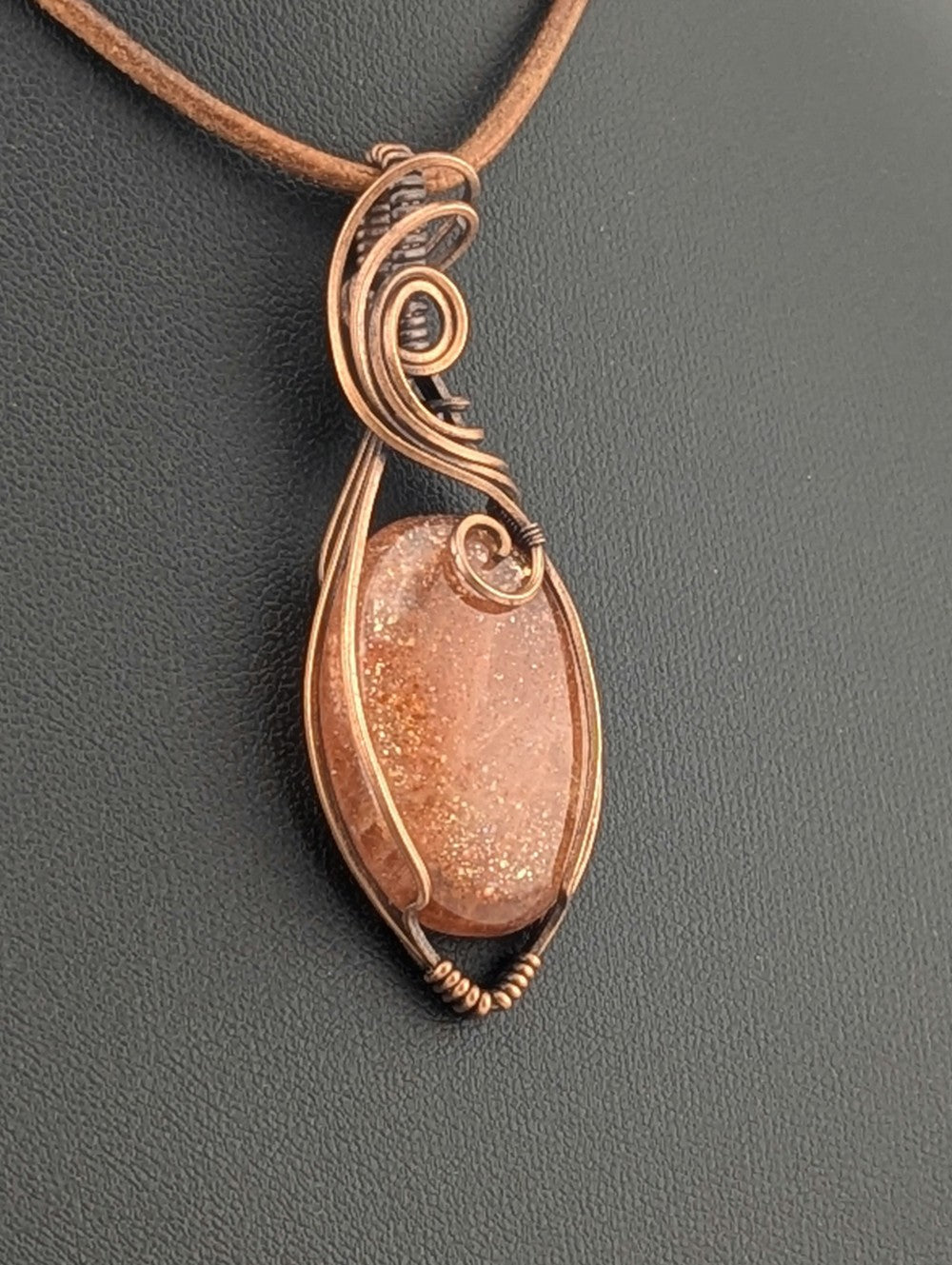 Sunstone Pendant, set in antiqued copper.