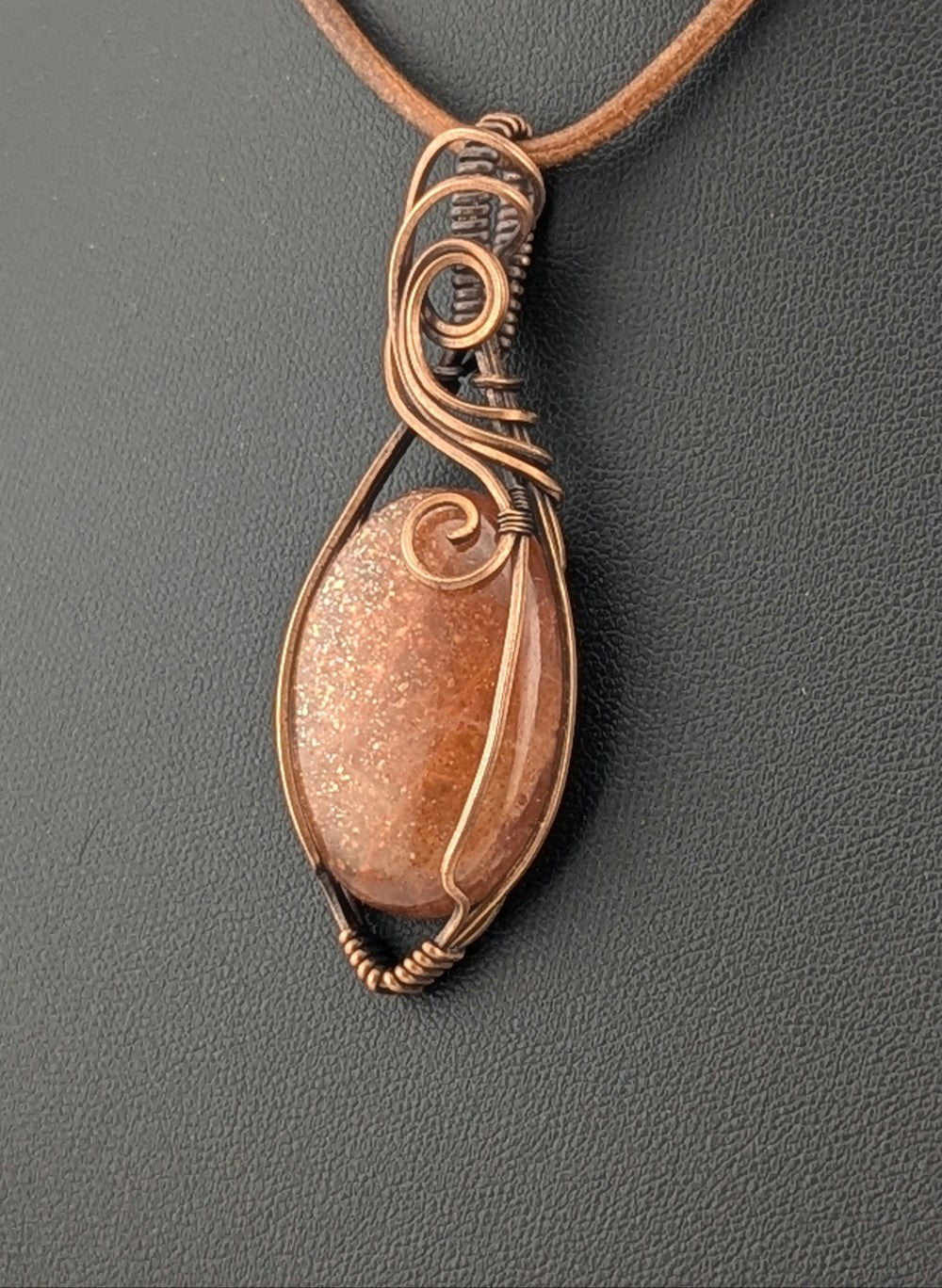 Sunstone Pendant, set in antiqued copper.