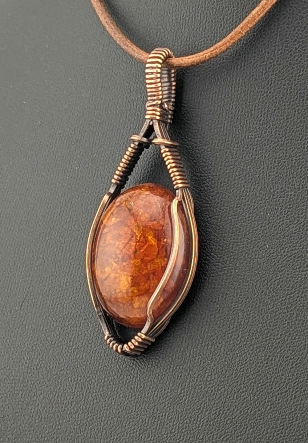 Amber Pendant set in antiqued copper.