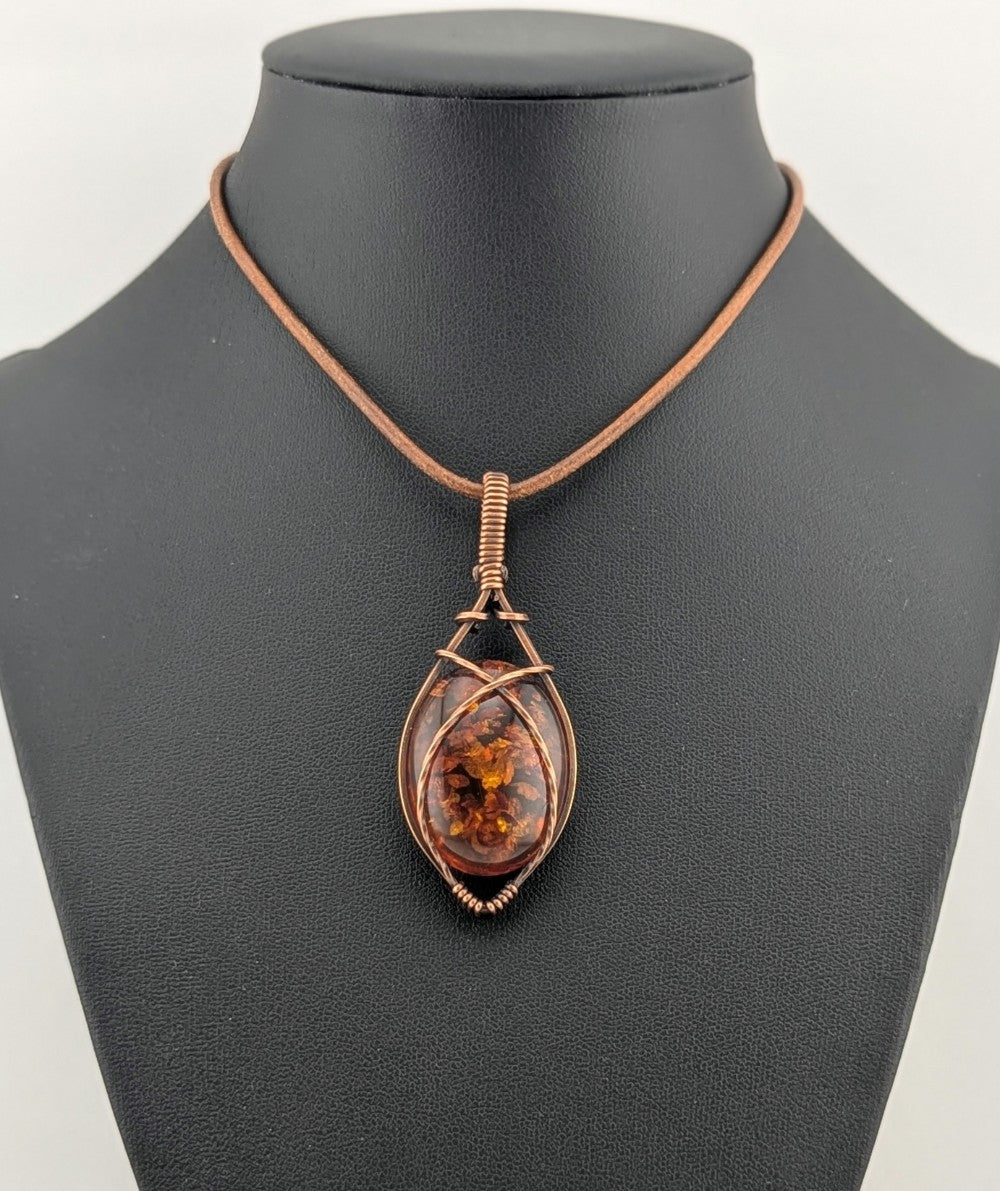 Amber Pendant set in antiqued copper.