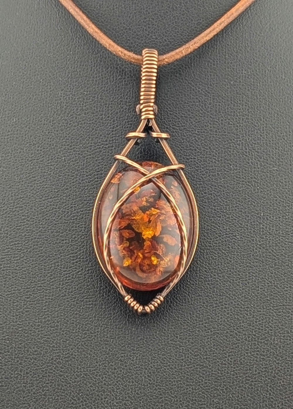 Amber Pendant set in antiqued copper.