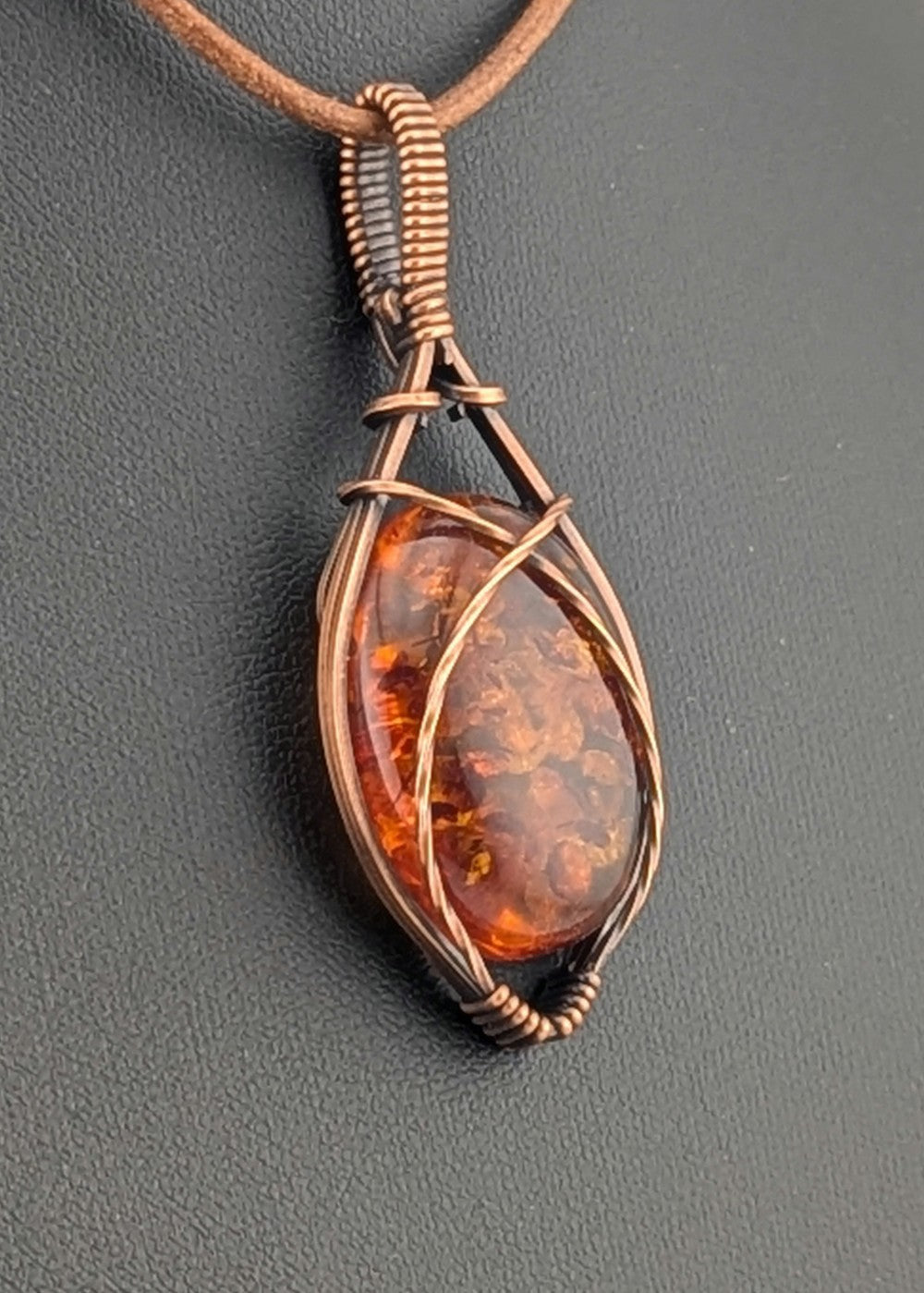 Amber Pendant set in antiqued copper.