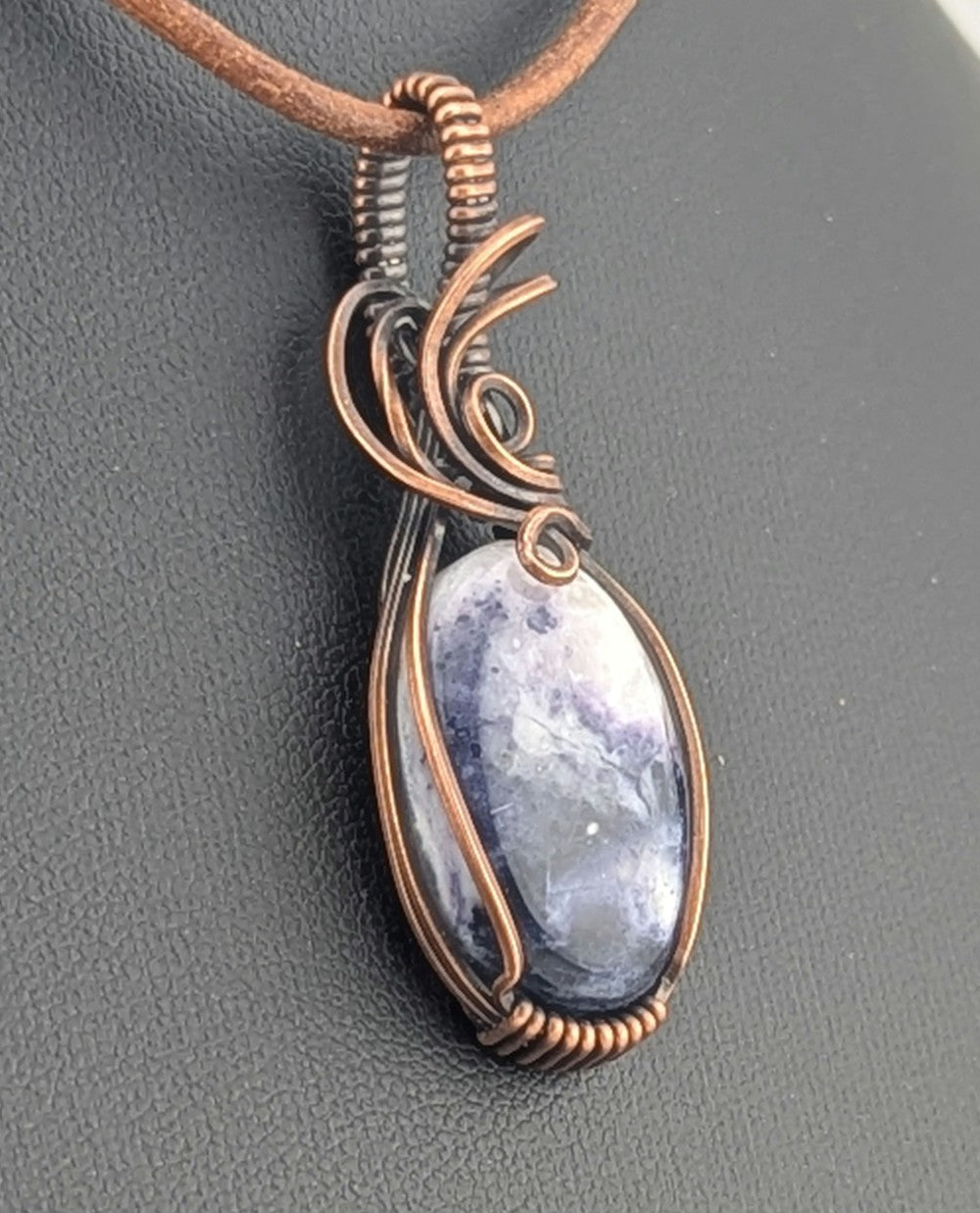 Tiffany Stone Pendant, set in antiqued copper.