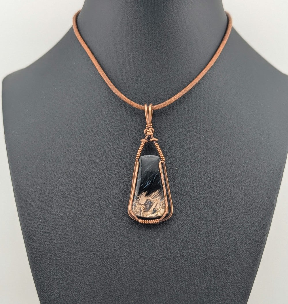 Petrified Palm root Pendant, set in antiqued copper.