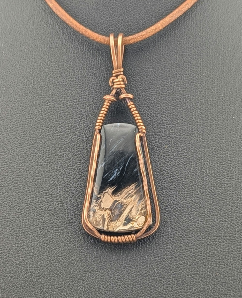 Petrified Palm root Pendant, set in antiqued copper.