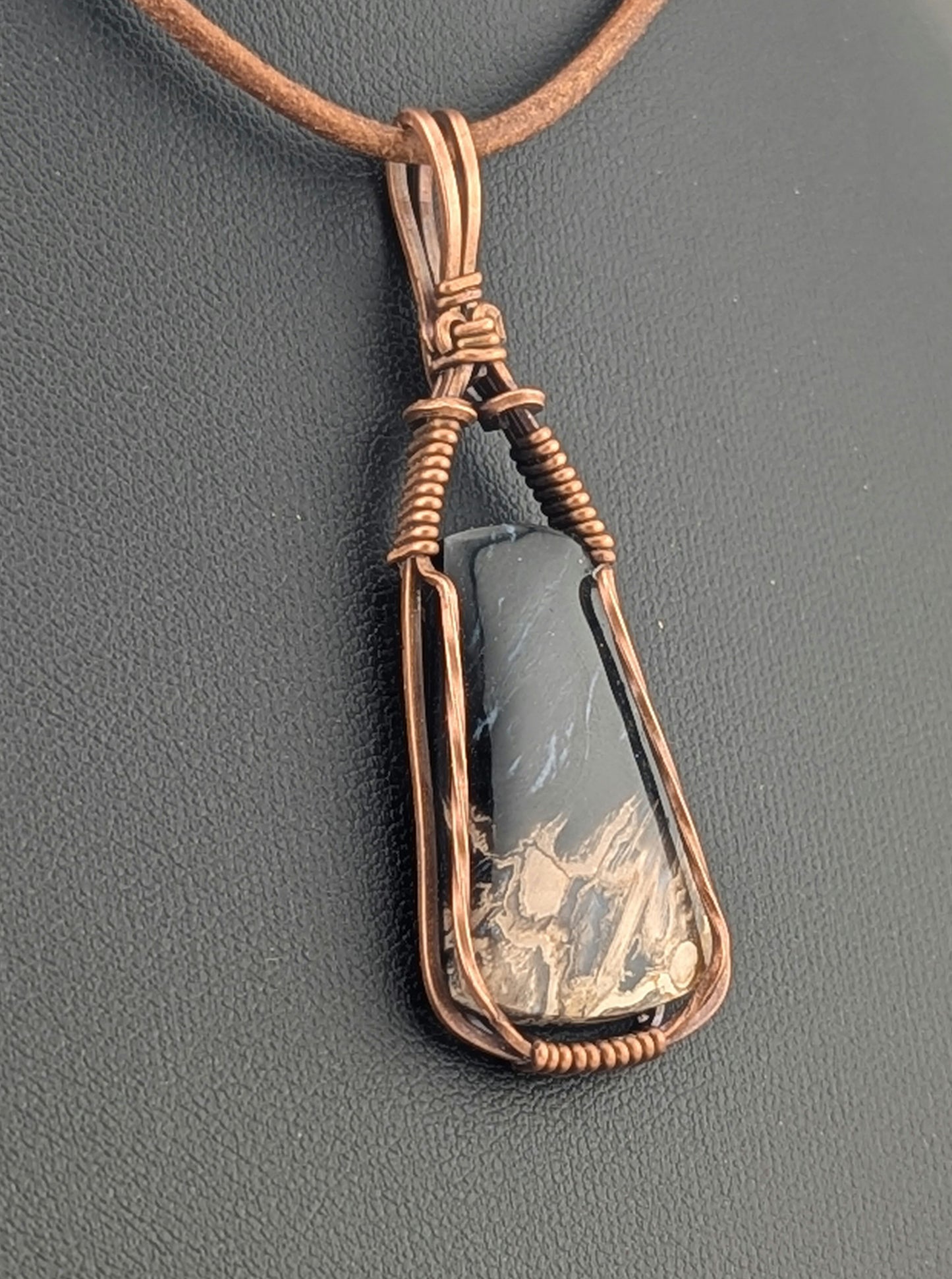 Petrified Palm root Pendant, set in antiqued copper.