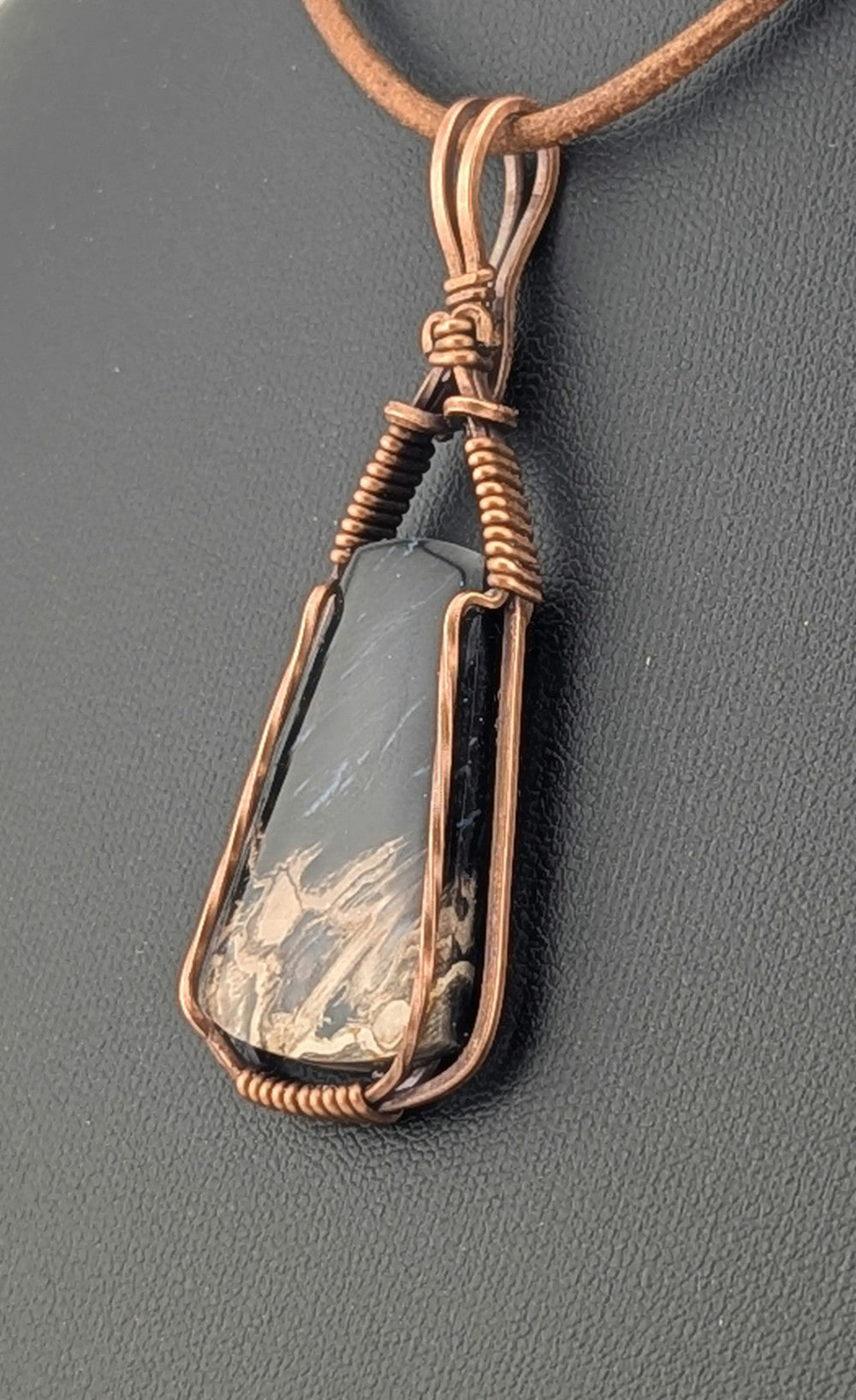 Petrified Palm root Pendant, set in antiqued copper.