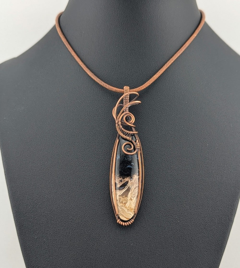 Petrified Palm root Pendant, set in antiqued copper.