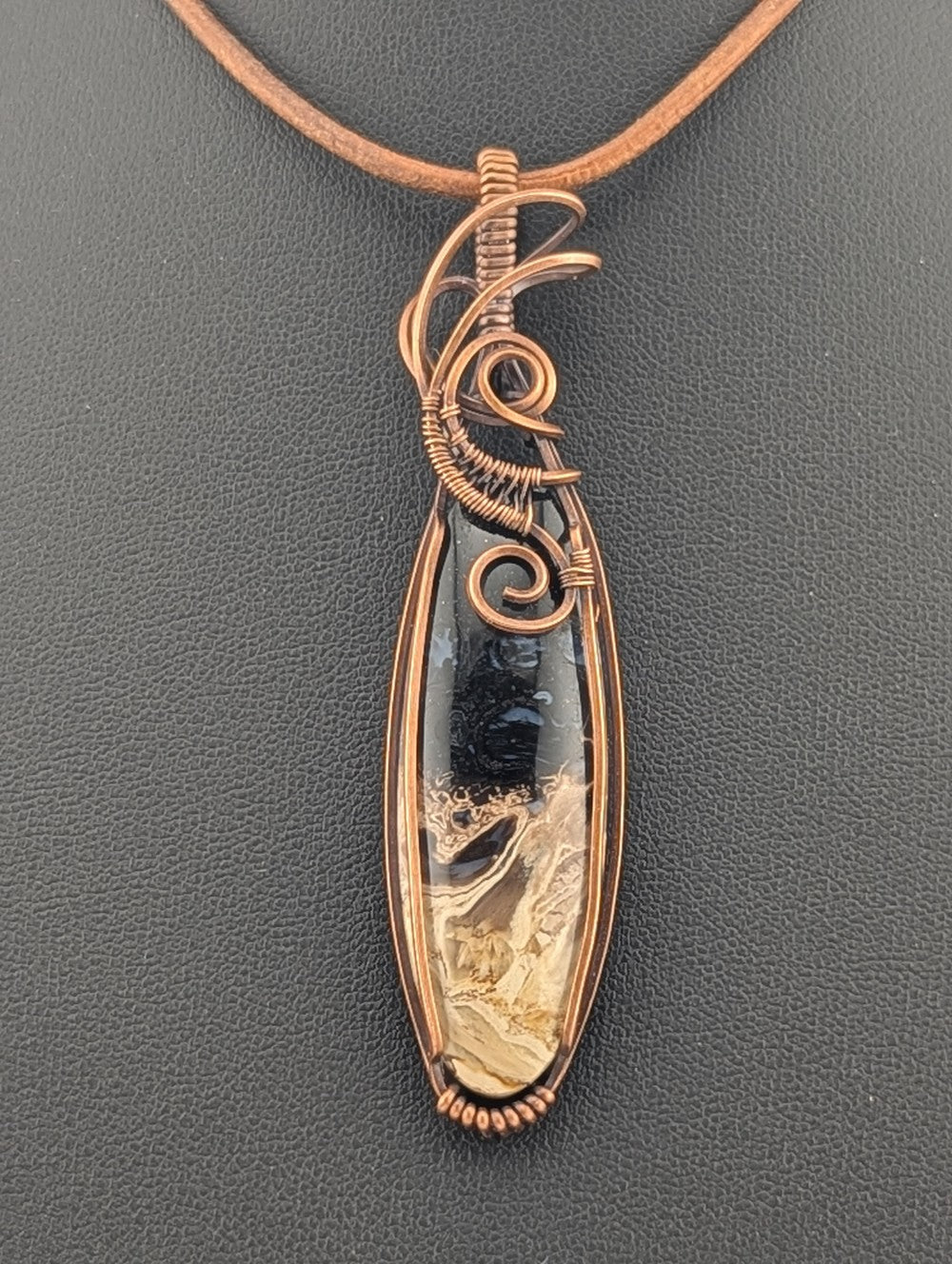 Petrified Palm root Pendant, set in antiqued copper.