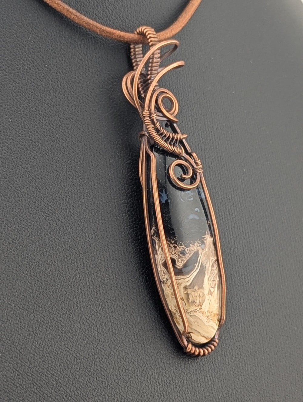 Petrified Palm root Pendant, set in antiqued copper.