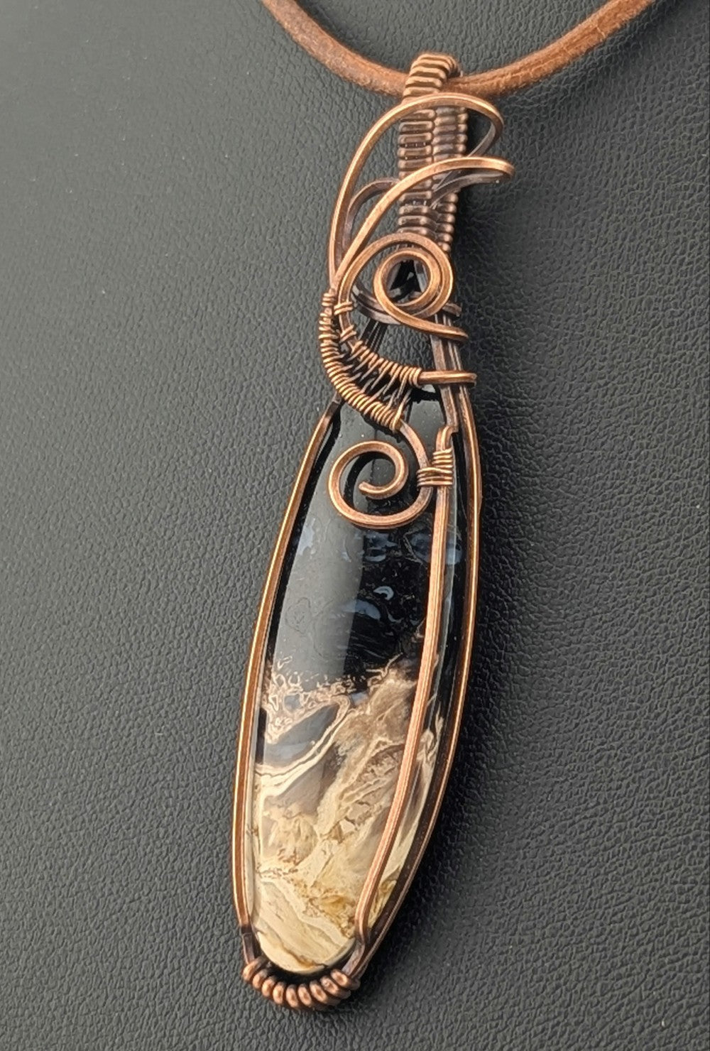 Petrified Palm root Pendant, set in antiqued copper.