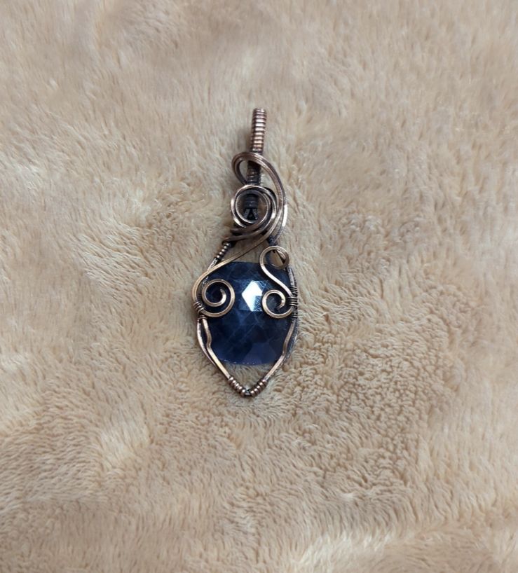 Sapphire Pendant, set in antiqued copper.