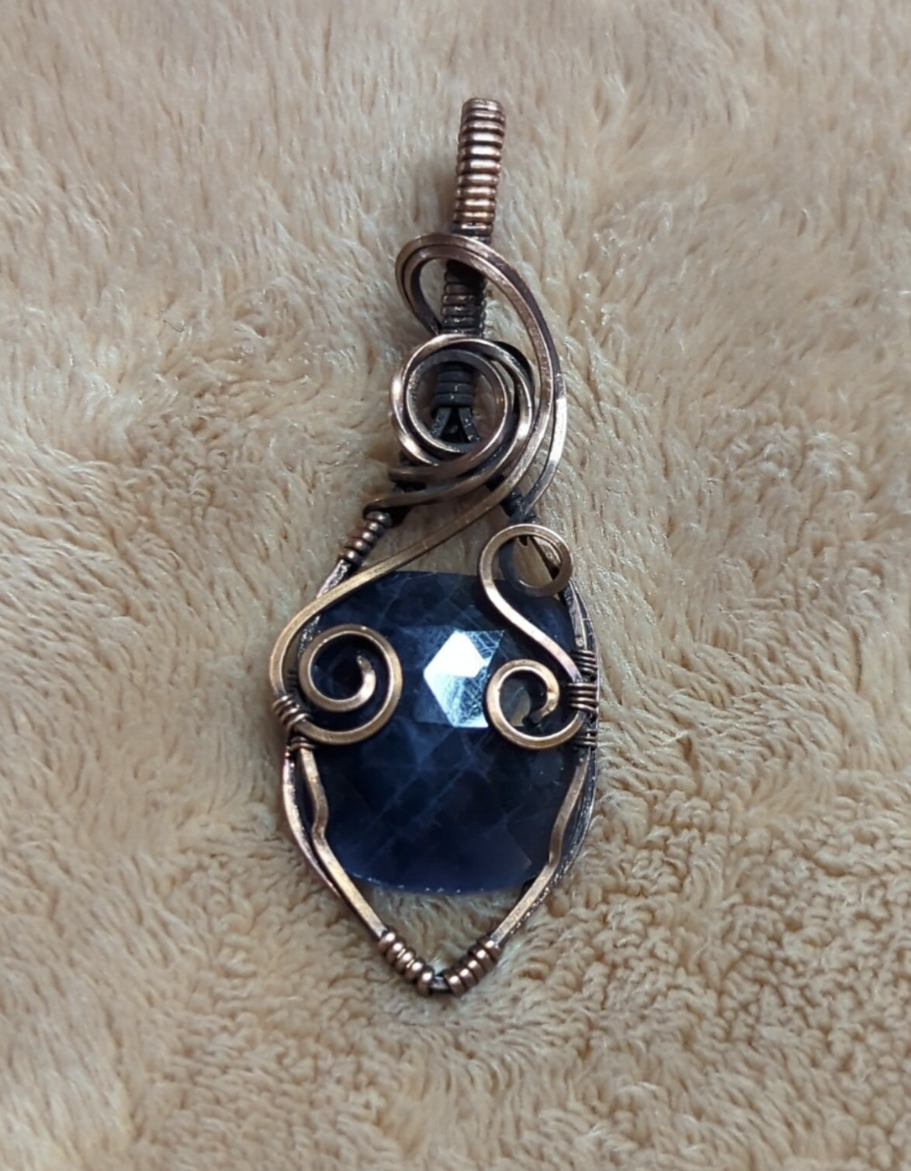 Sapphire Pendant, set in antiqued copper.